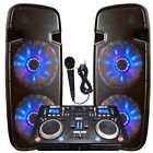 Adkins Professional Audio Dj System Lighted Karaoke Microphone Mixer Mic Dual Pro Speakers Player Powered 719363237137