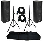 Gvx-215 Pa Pro Cables Speakers 220 6400w " Stands Pair Dj 15 Tripod Gemini Dual