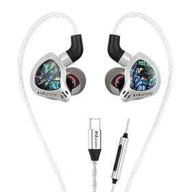 Hzsound Yin9078 Ginkgo Usb-c Headphones Wired Earbuds Dual-driver Silver Usbc With Mic