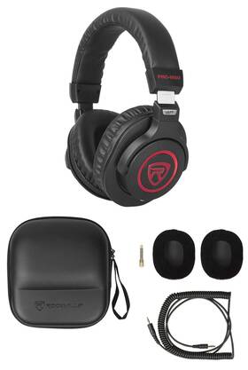 Rockville 613817199746 Pro-m50 Sr Studio Headphones Detachable Coil Cable Case Extra Ear Pad