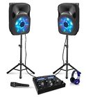 Technical Pro 12 Bluetooth Dj Package 2 Speakers Mixer Tripods Headphone Microphone 817802012748