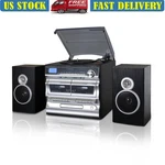 3-SPEED Turntable Cd Player Dual Cassette Bluetooth Fm Radio Usb Sd Recording. Fixed Price $212.64.