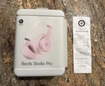 Beats Studio Pro Pink Over-ear Bluetooth Headphones With Receipt Case And Cables. Fixed Price $145.00.