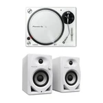 Set Of Pioneer Dj PLX-500-WHITE Turntable W/ Monitor System. Fixed Price $628.00.