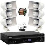 Pyle 1000W Receiver, 6X 8'' 65W Indoor/outdoor Pa Horn Speakers W/ Wireless Mic. Fixed Price $357.99.