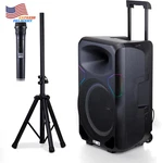Altec Lansing Portable Bluetooth Party Speaker With Lights Mic & Stand. Fixed Price $402.97.