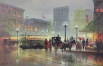 G. Harvey Peachtree Street Atlanta 20X34 S/n Paper City Flower Shop Trolley Art. Fixed Price $768.00.
