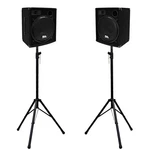 Pair Of 15" Compact Dj Speaker Cabinets With Tripod Stands. Fixed Price $369.99.