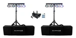 (2) Eliminator Mini Bar Systems W/4XPAR Lights+stand+remote+bag+fogger. Fixed Price $579.98.