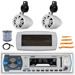 Pyle Bluetooth Marine Receiver, Cover, Antenna, Wire, 2X 2.25" 10W White Speaker. Fixed Price $97.49.