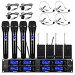 Wireless Microphone System 8 Channel Uhf Pro Audio 4 Handheld Headset Lavalier. Fixed Price $319.00.