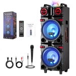 Bluetooth Party Speaker Dual 10" Subwoofer Karaok Rechargable W/mic Dj Fm Led. Fixed Price $179.99.