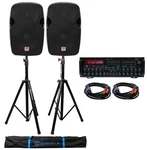 (2) Rockville SPGN124 12" 1200W Dj Pa Speakers+bluetooth Amplifier/mixer+stands. Fixed Price $499.70.