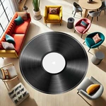 Vinyl Record Rug, Music Lover Carpet, Retro Round Mat, Turntable Decor, Dj Studi. Fixed Price $81.40.